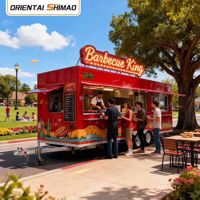 Coffee Cart Mobile Coffee Trailer Enclosed Electric Cart Restaurant Food Trailer လုပ်ငန်းအတွက် Food Truck ကျွေးမွေးခြင်း။